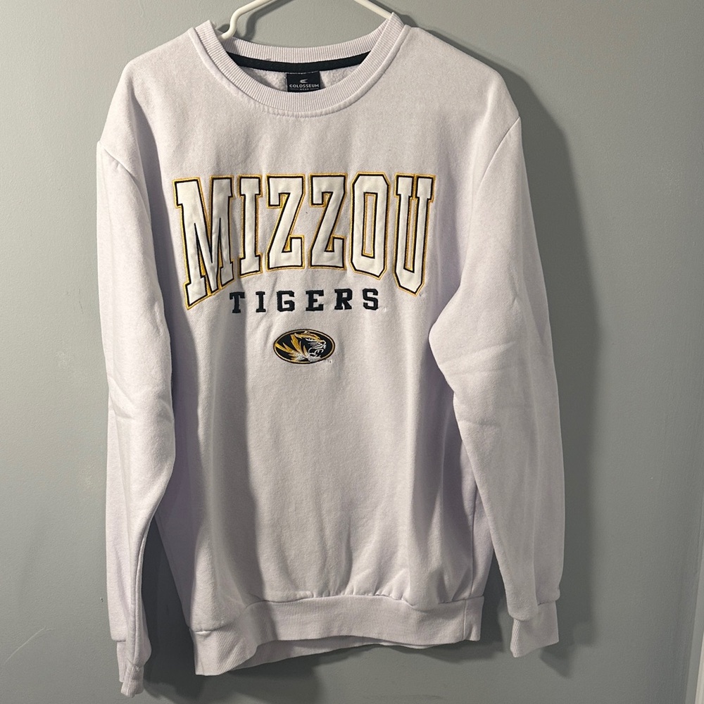 Colosseum Mizzou Tigers White Crewneck Sweater